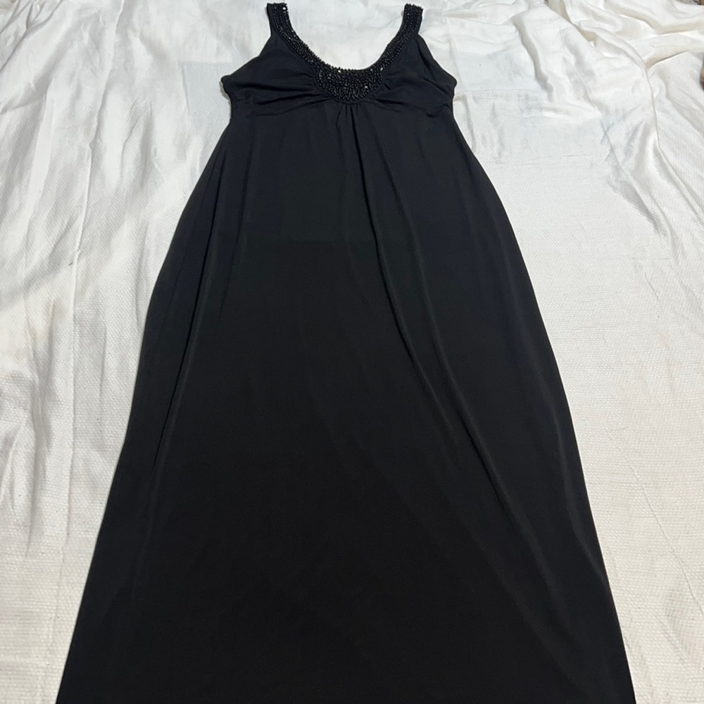 BNWT Jaclyn Smith Black Beaded V-Neck Sleeveless Maxi Dress Large